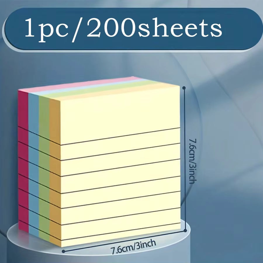 Blocs de notes autocollantes colorées à ligne horizontale - 200 Pages